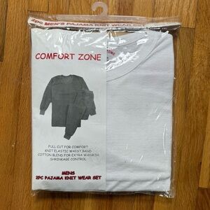 Comfort Zone Men’s 2 Piece Pajama Set Cotton Jersey Knit Size Large White NWT
